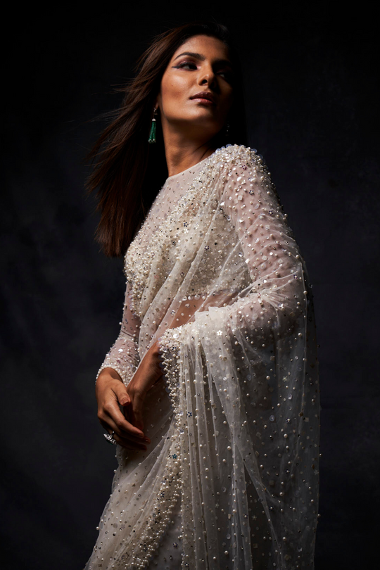 Seema Gujral - Crystal Pearl Saree