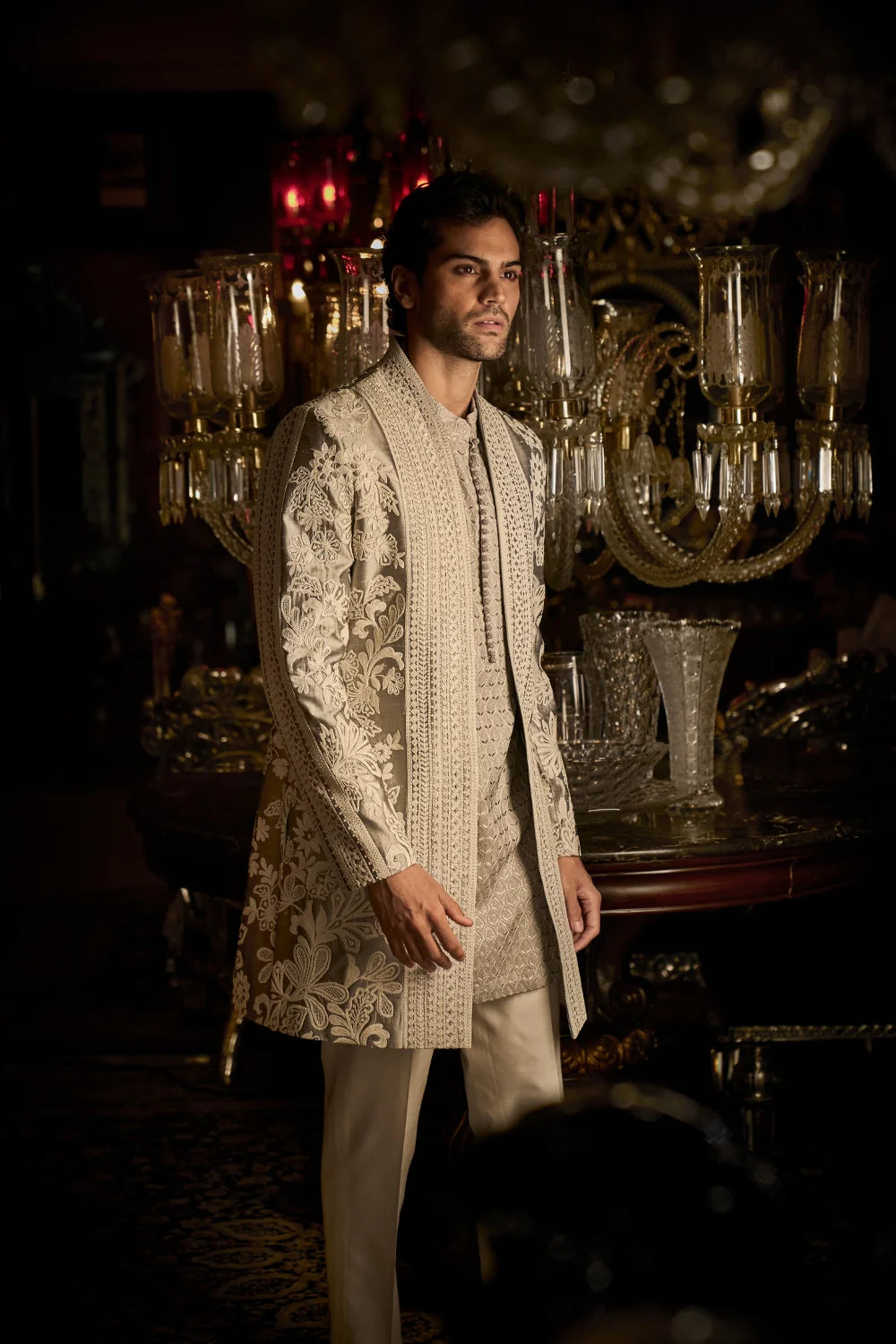 Seema Gujral - Silver Grey Open Jacket