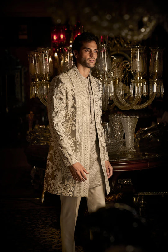 Seema Gujral - Silver Grey Open Jacket