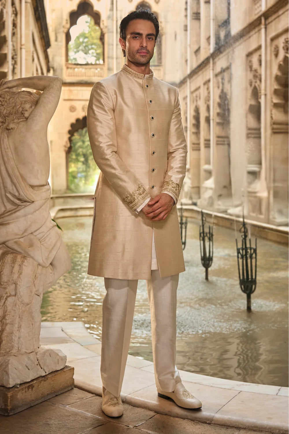 Seema Gujral - Light Beige Sherwani Set