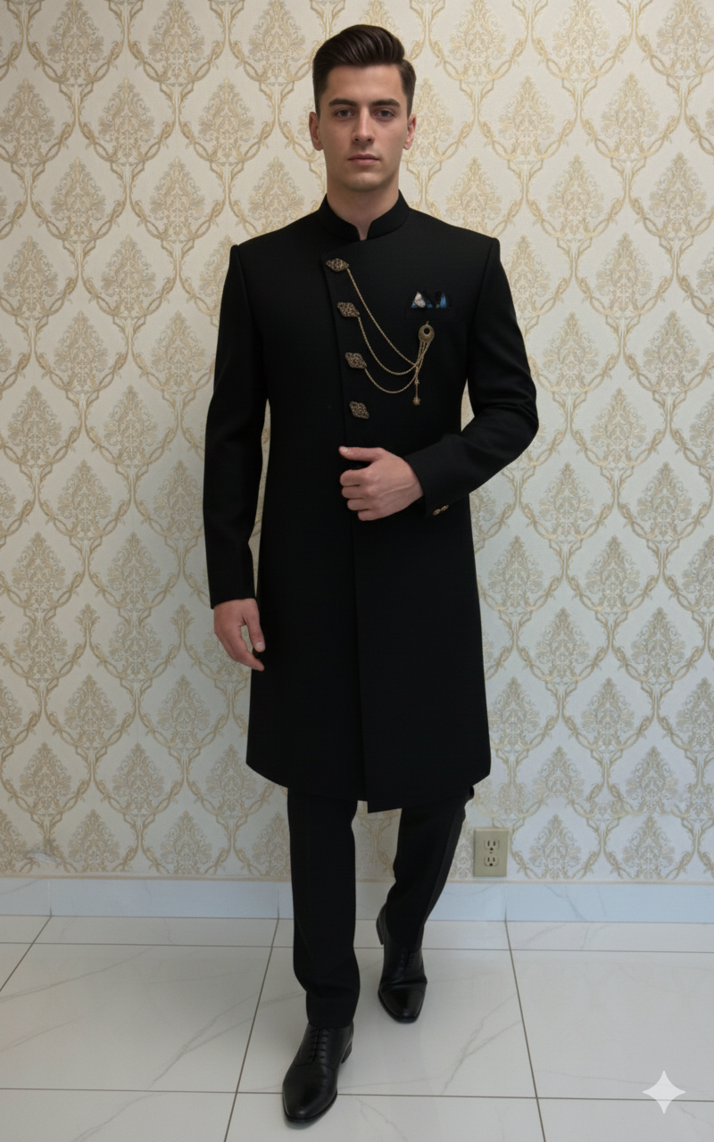 Black Indo-Western Sherwani