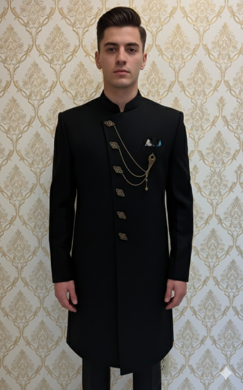 Black Indo-Western Sherwani
