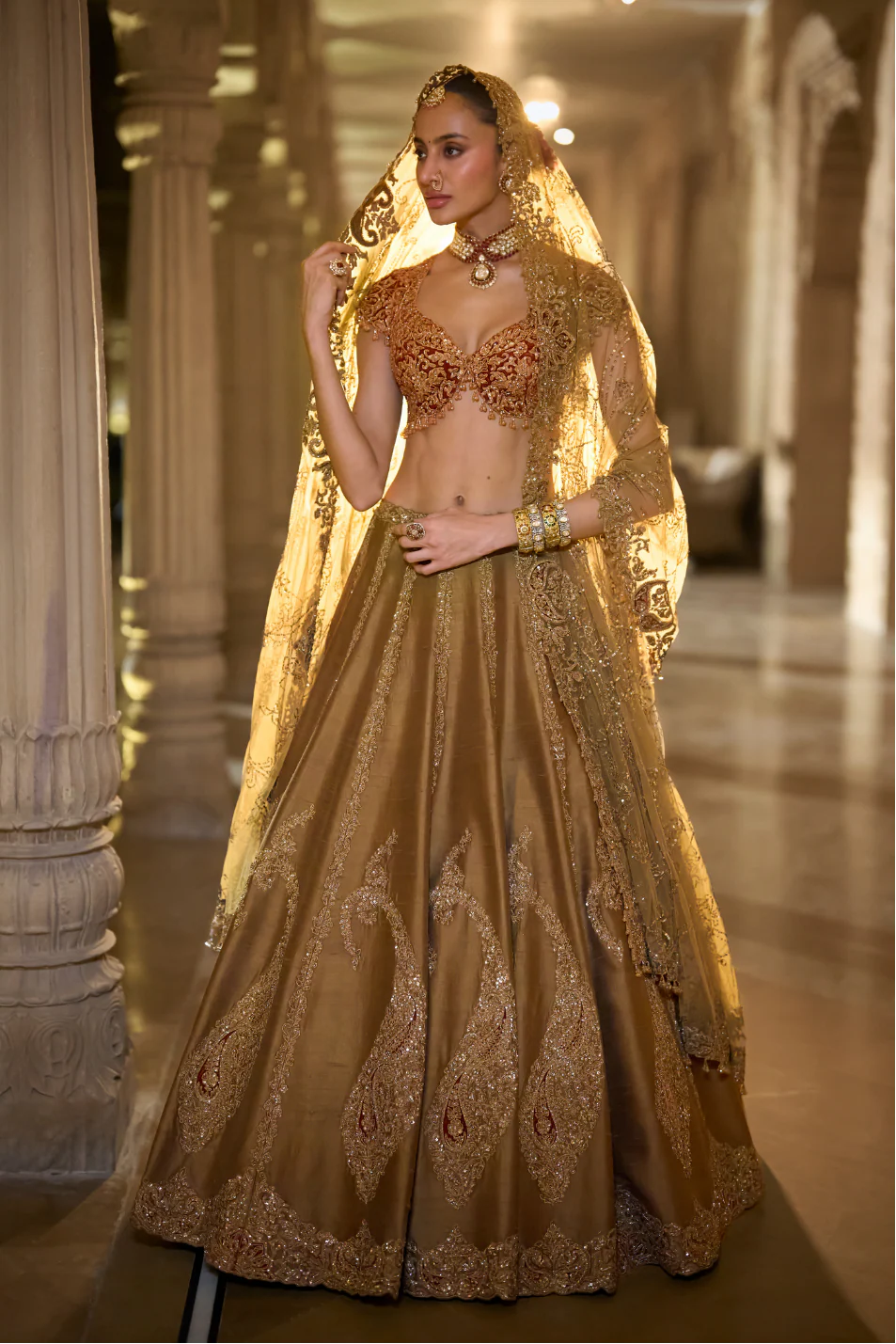 Seema Gujral - Gold Paisley Lehenga Set