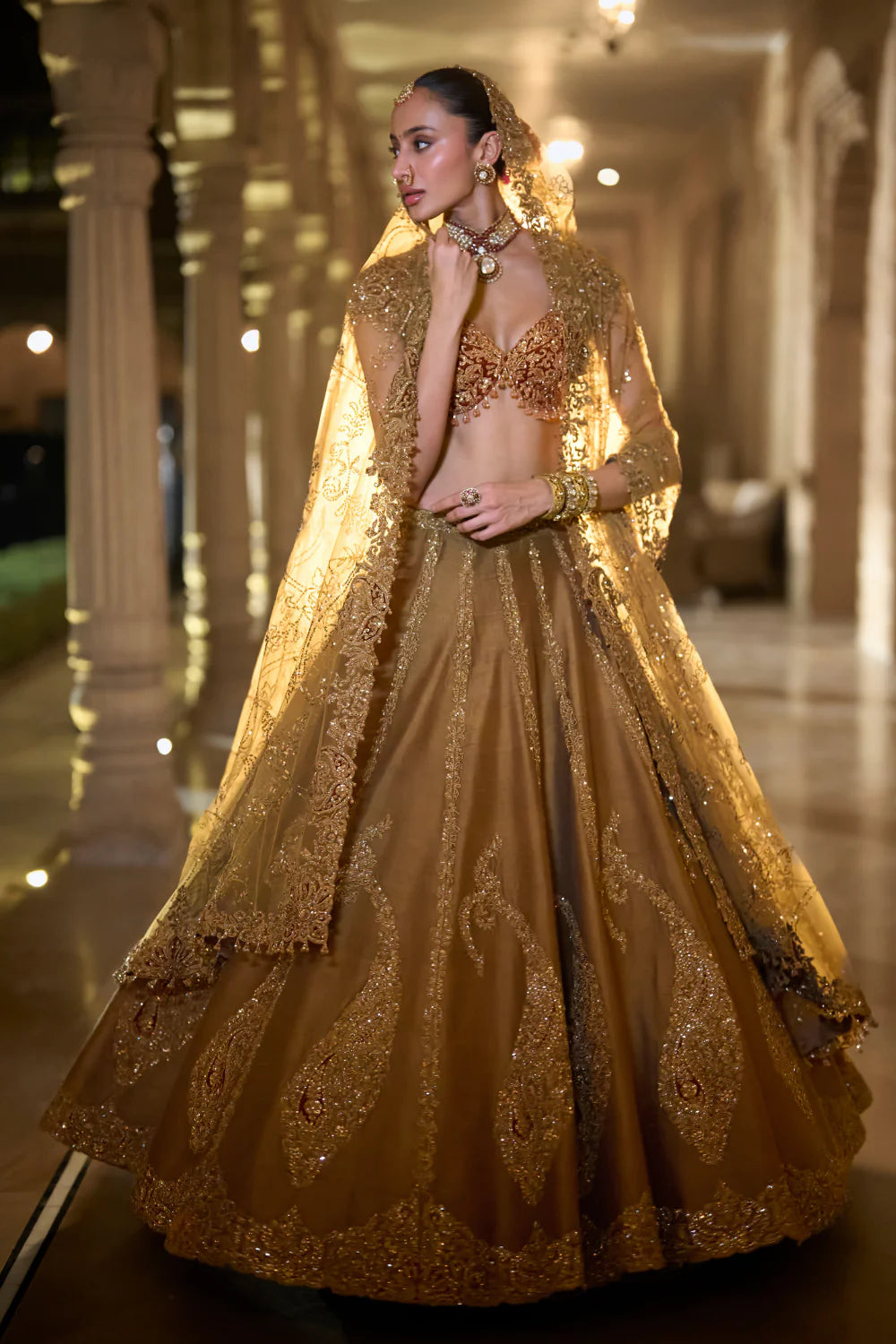 Seema Gujral - Gold Paisley Lehenga Set