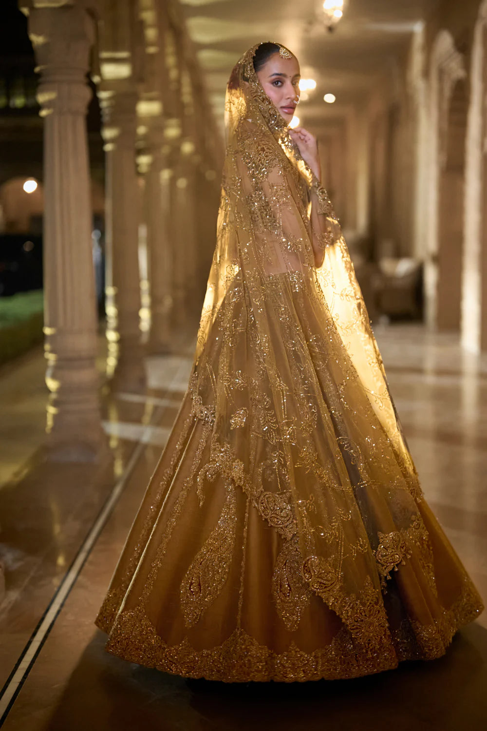 Seema Gujral - Gold Paisley Lehenga Set