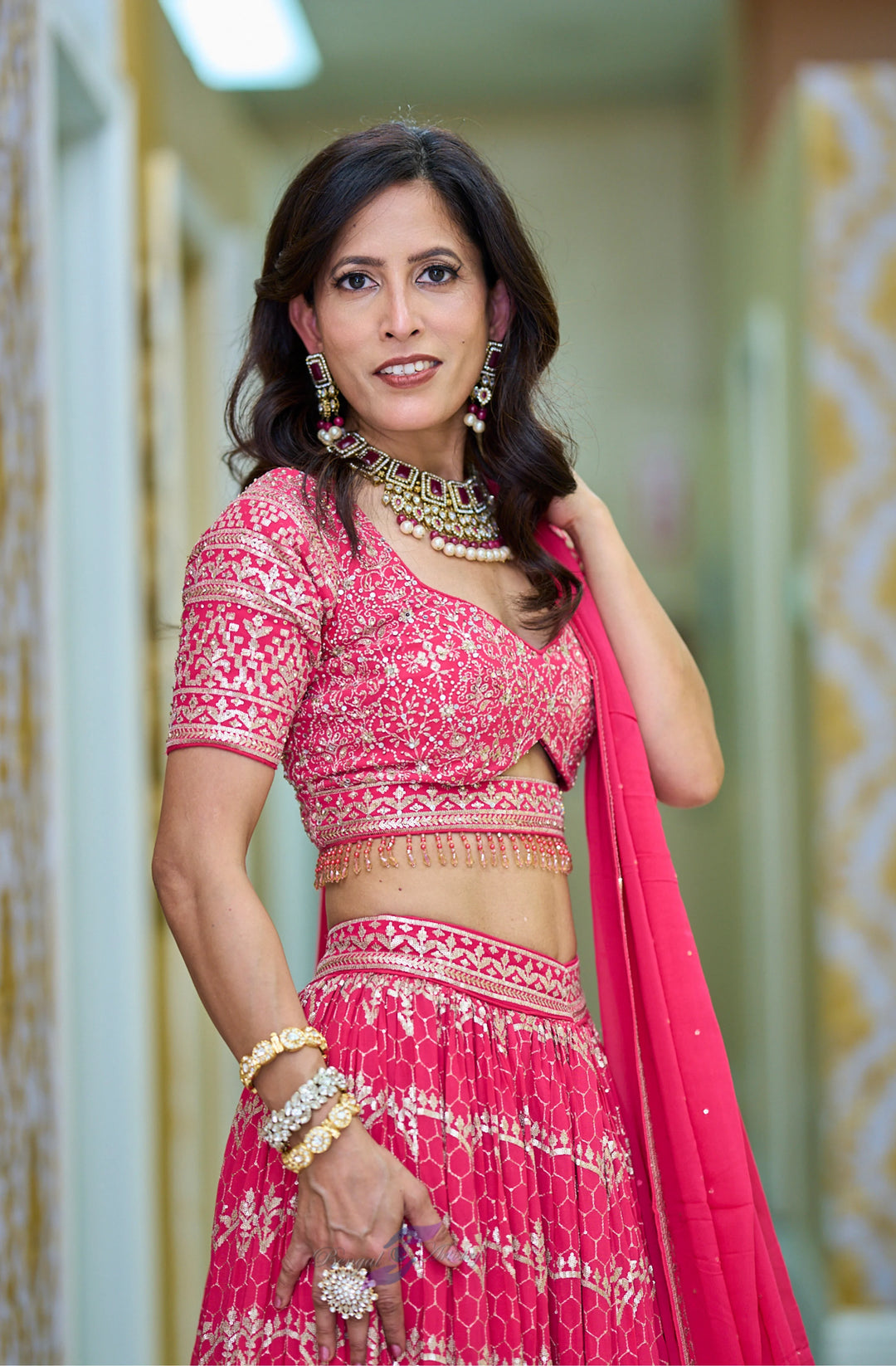 Ishani — Rani Pink Royal Zari Embroidered Lehenga