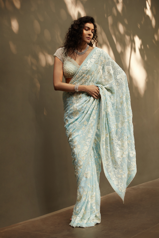 Seema Gujral - Powder Blue Saree