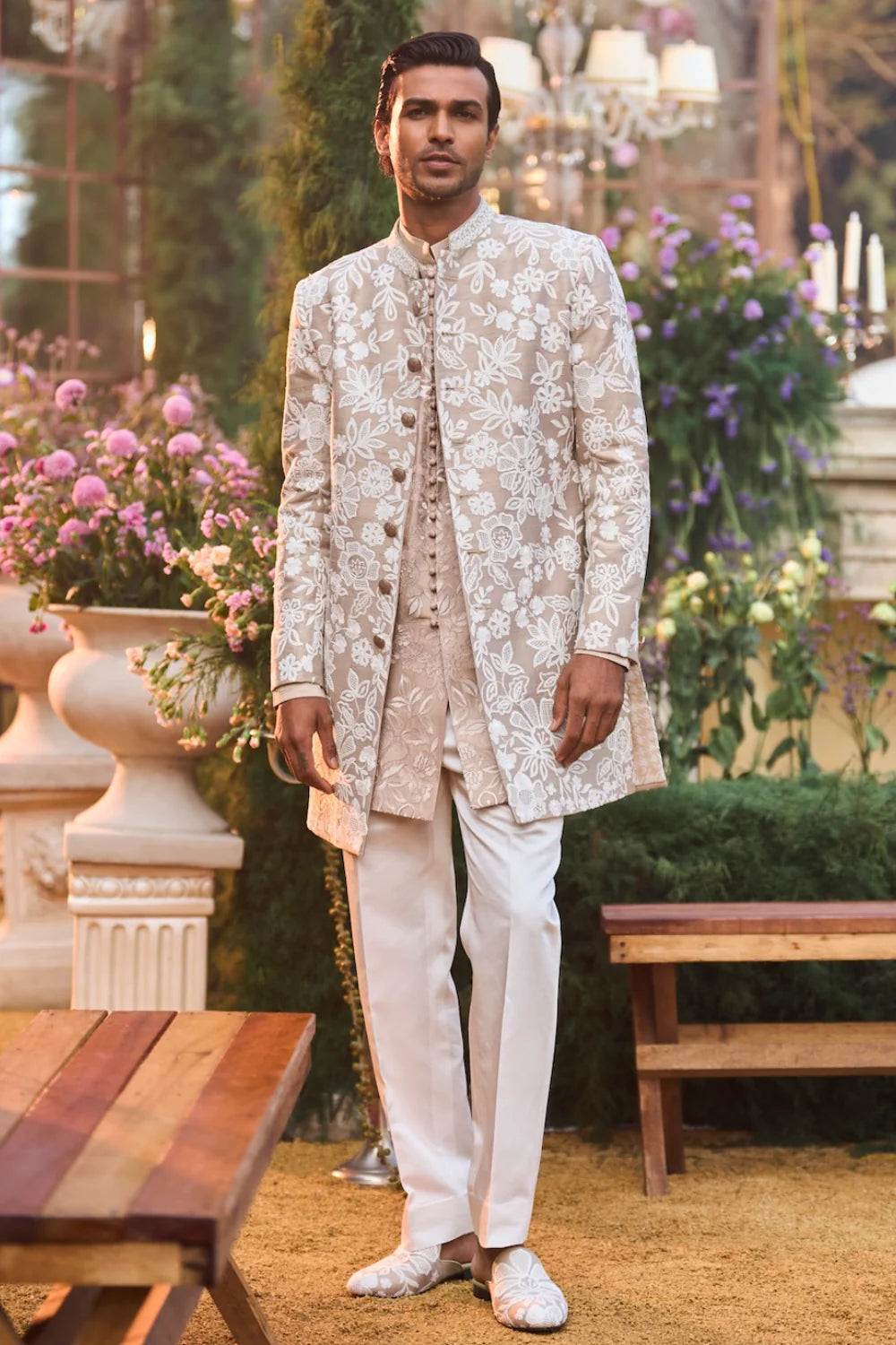 Seema Gujral - Nude Dori Sherwani Set