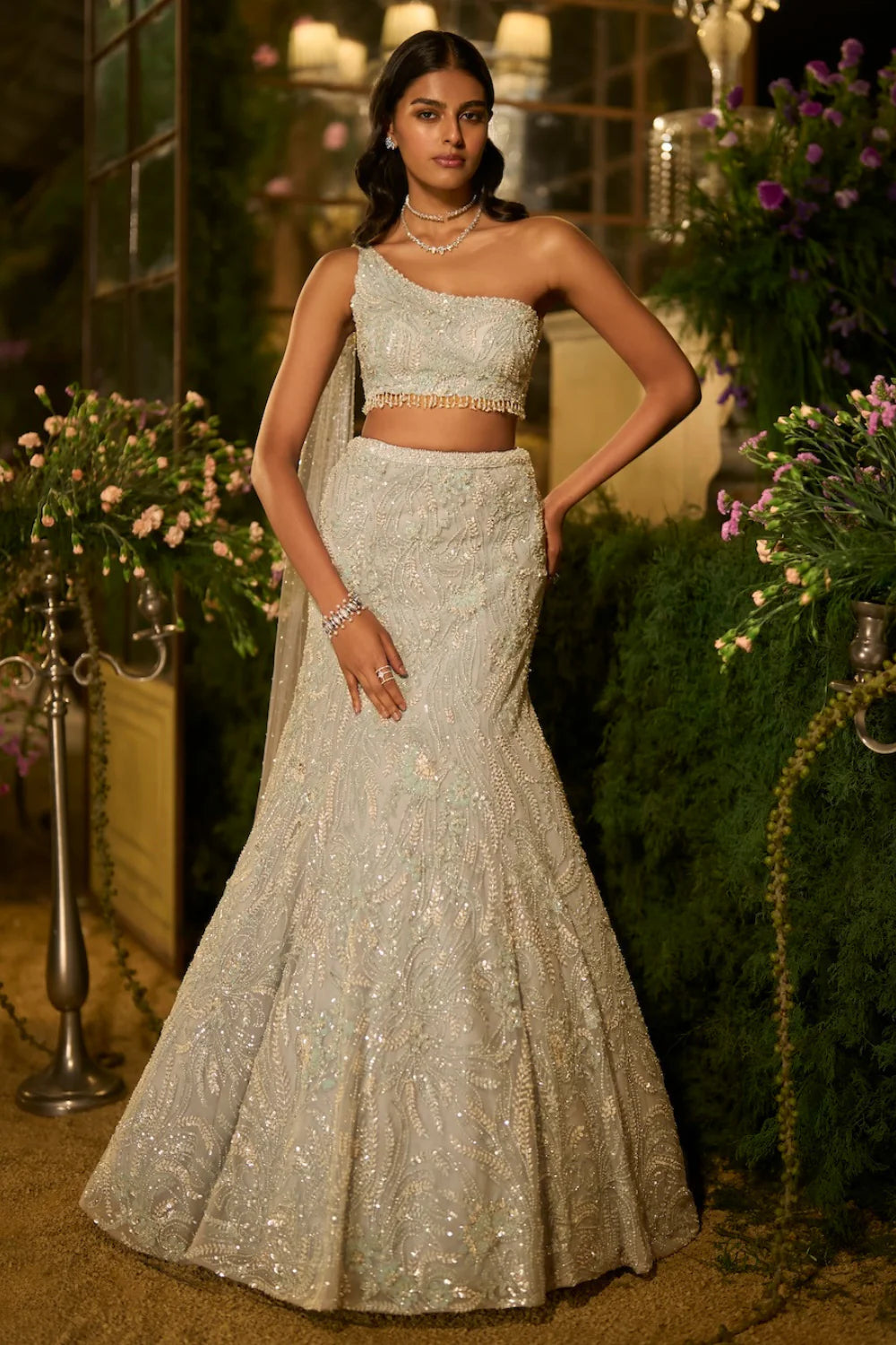 Seema Gujral - Periwinkle Blue Skirt Set
