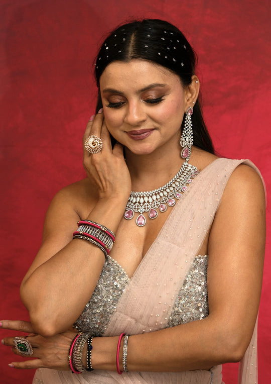 Myra – Silver Starlight Sequin Saree