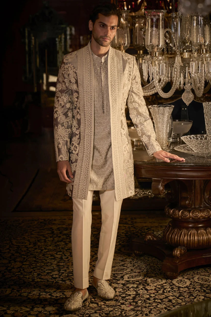 Seema Gujral - Silver Grey Open Jacket