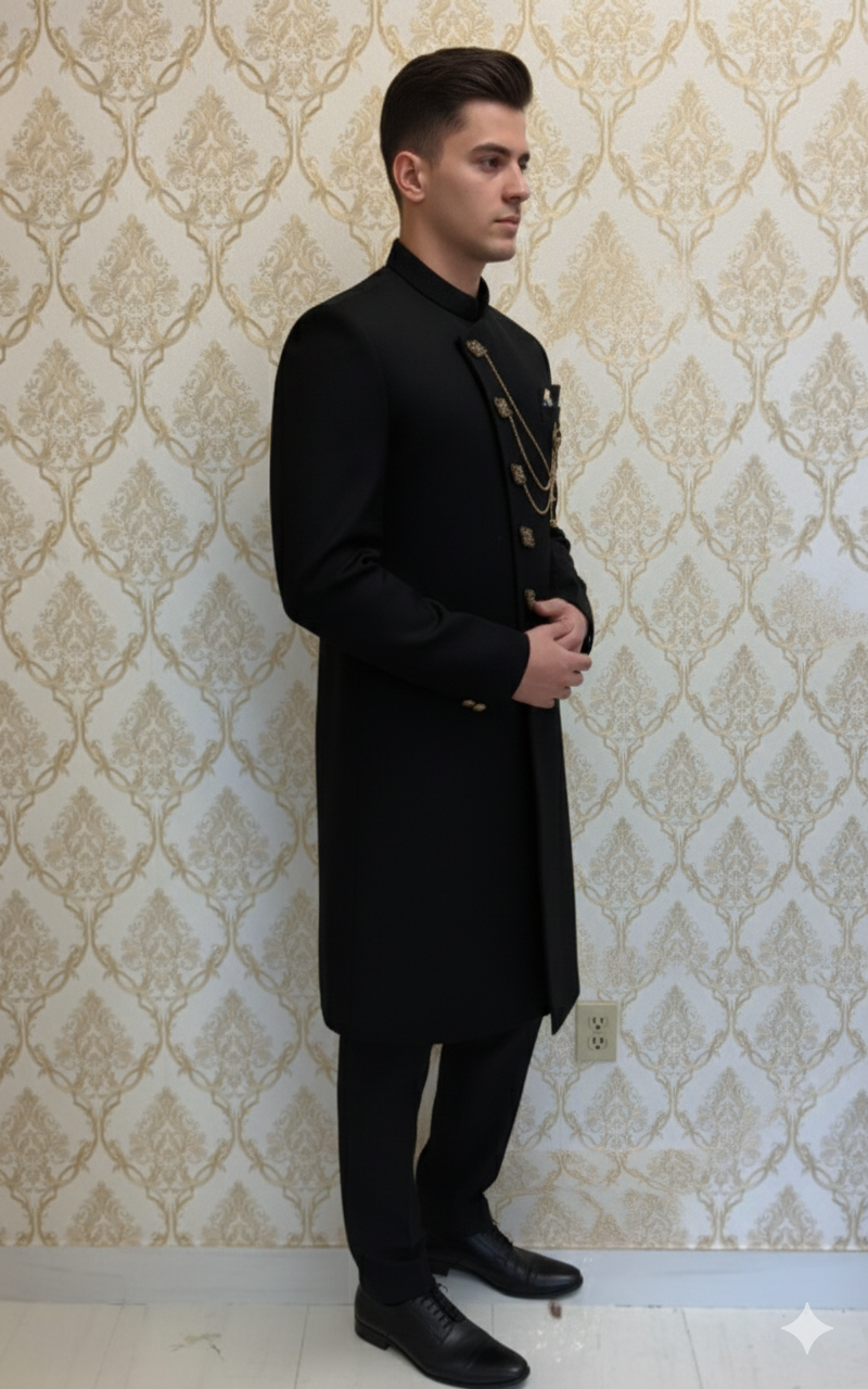 Black Indo-Western Sherwani