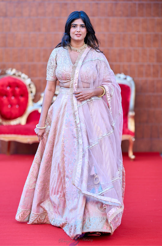 Ishanya — Blush Champagne Luxe Embroidered Lehenga