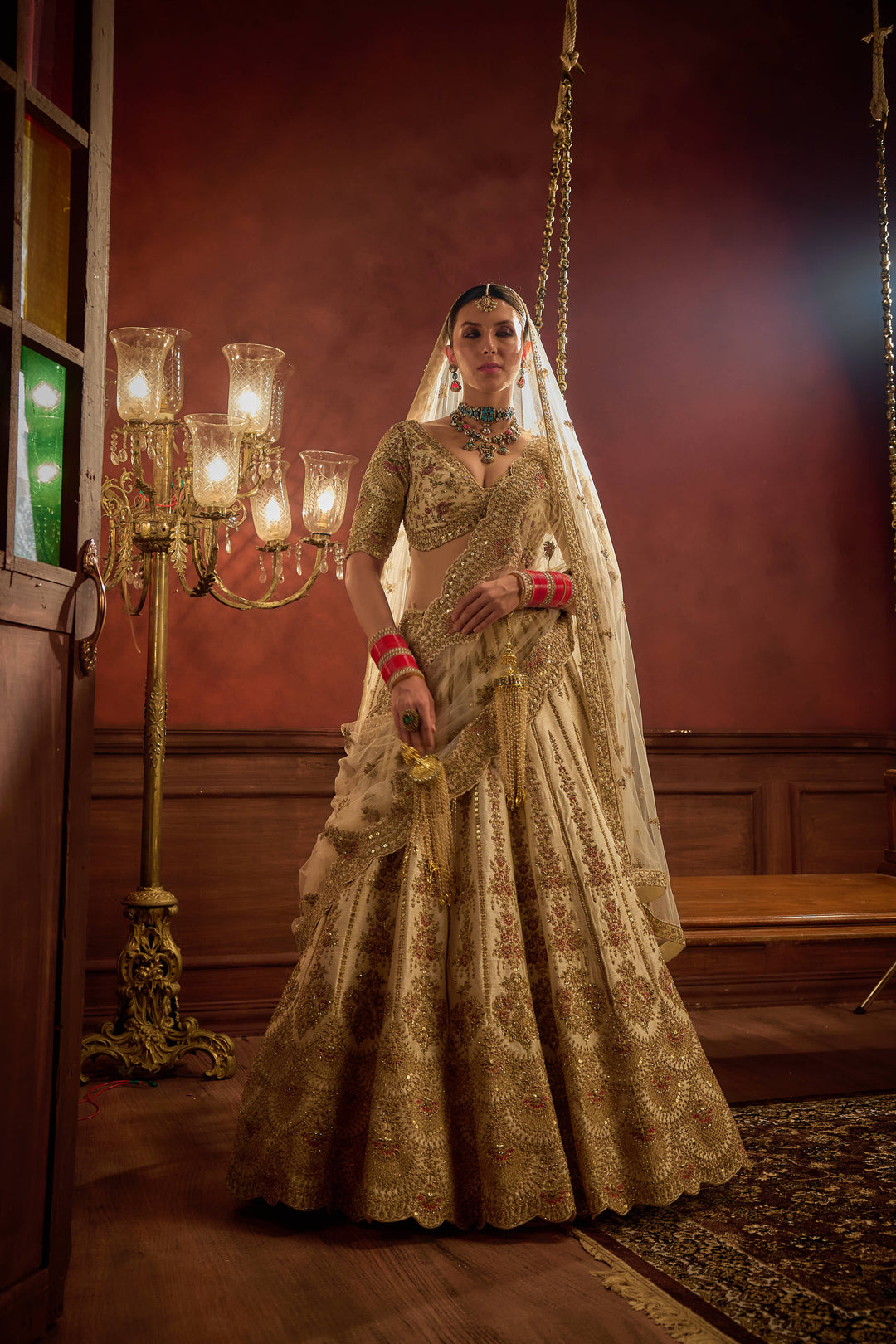 Kalighata - Aakruti Lehenga – Ivory