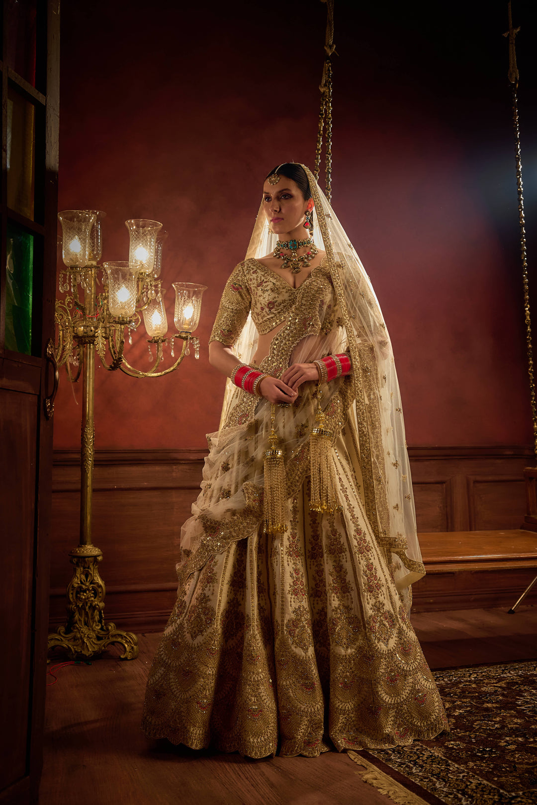 Kalighata - Aakruti Lehenga – Ivory