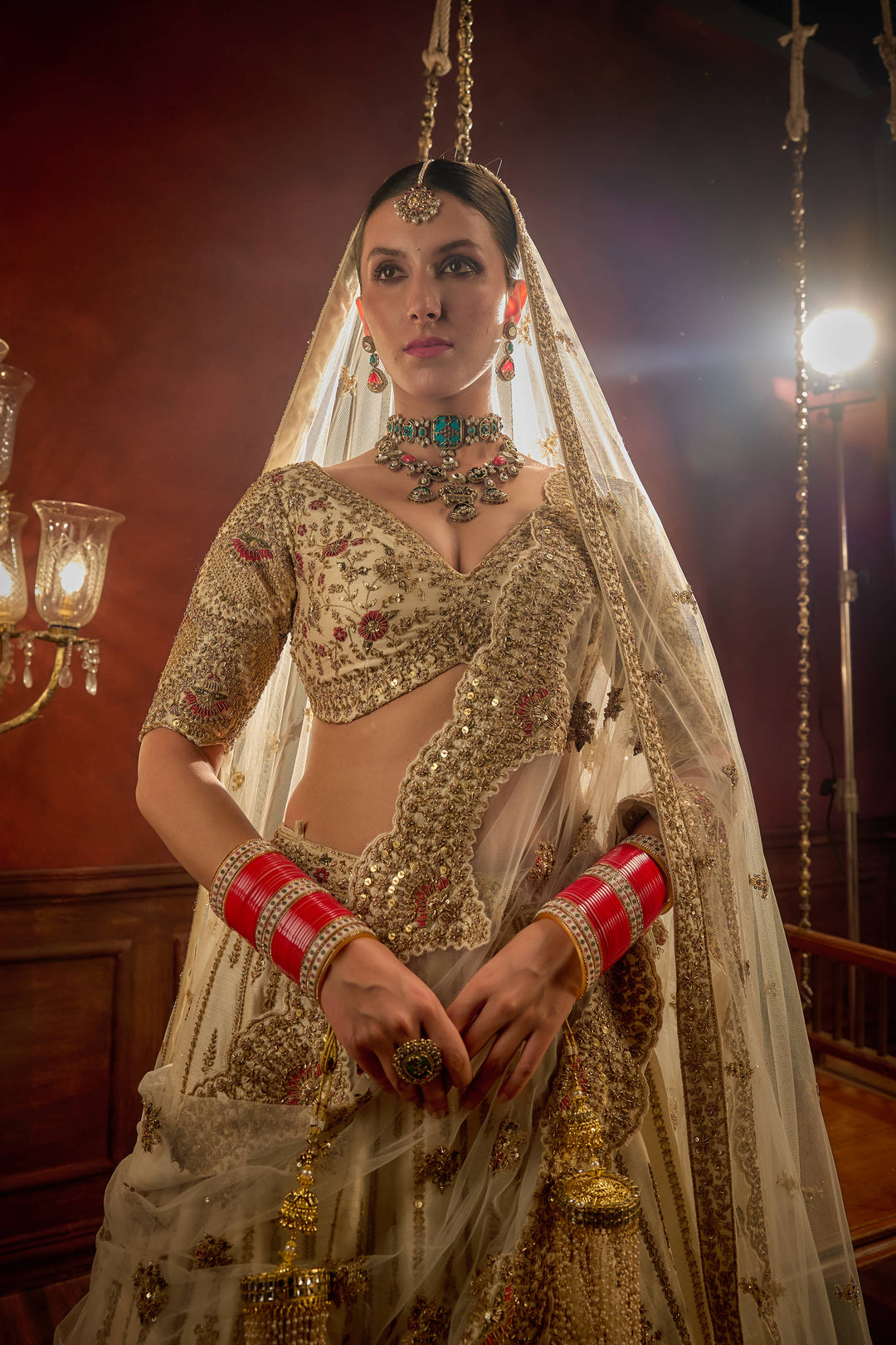 Kalighata - Aakruti Lehenga – Ivory