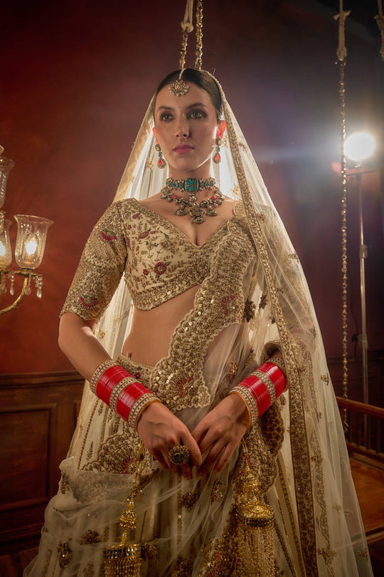 Kalighata - Aakruti Lehenga – Ivory