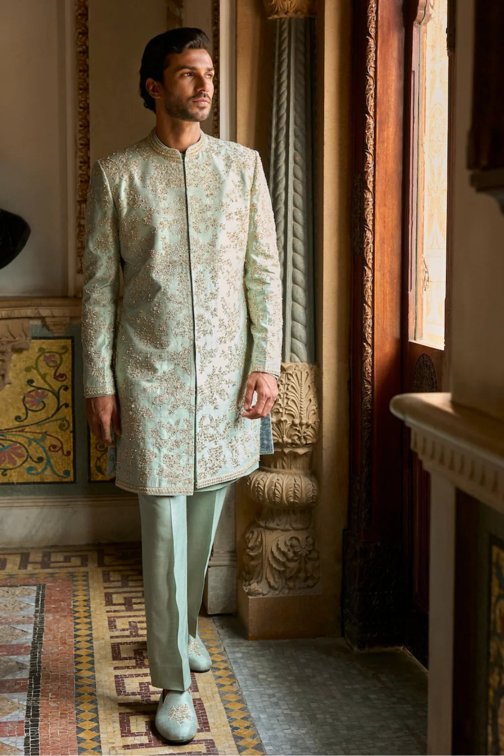 Seema Gujral - Sage Green Sherwani Set
