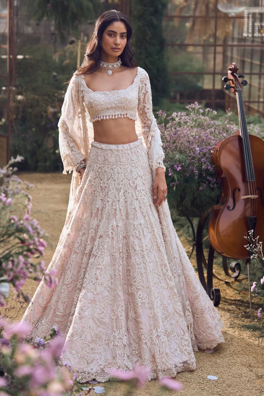 Seema Gujral - Powder Peach Dori Lehenga Set