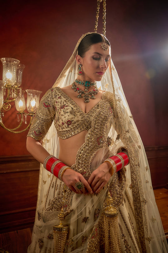 Kalighata - Aakruti Lehenga – Ivory