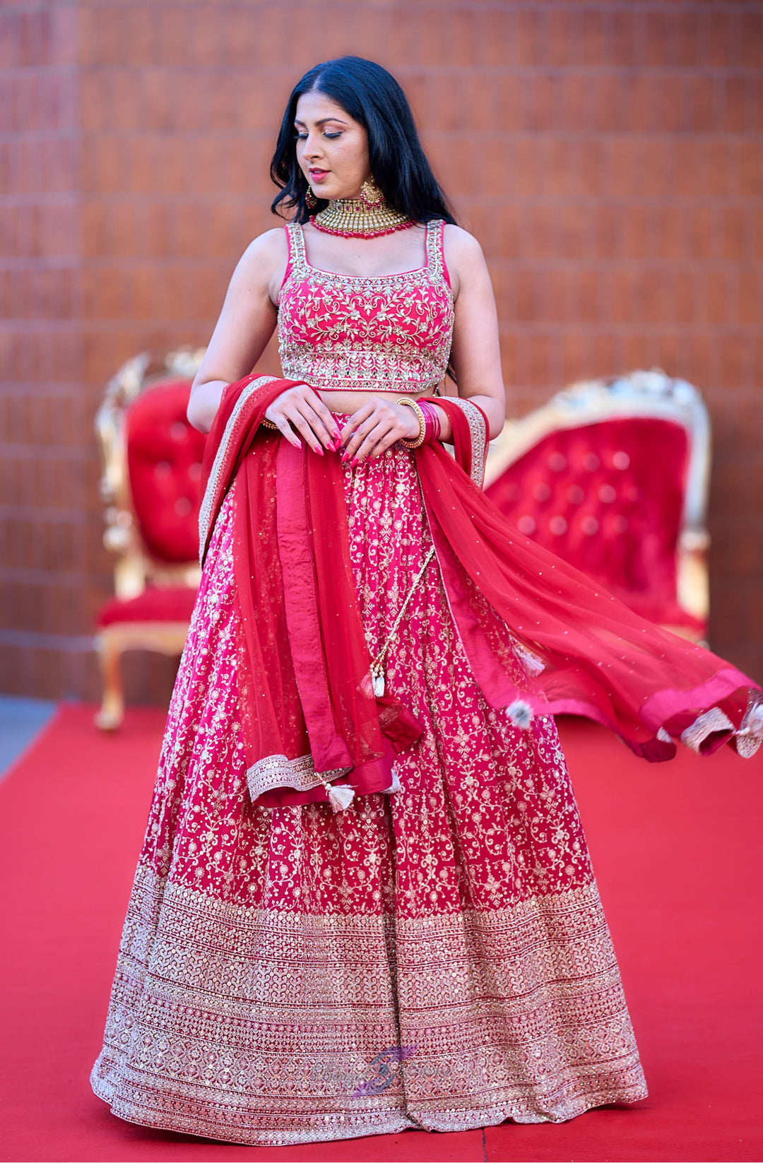 Ridhima – Ruby Royal Zari Embellished Lehenga