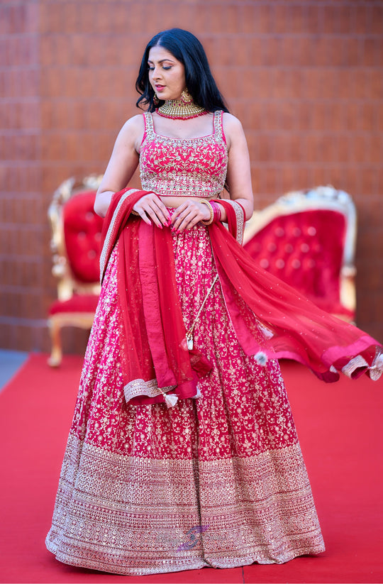 Ridhima – Ruby Royal Zari Embellished Lehenga