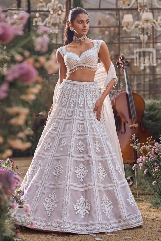 Seema Gujral - Ice Grey Dori Lehenga Set