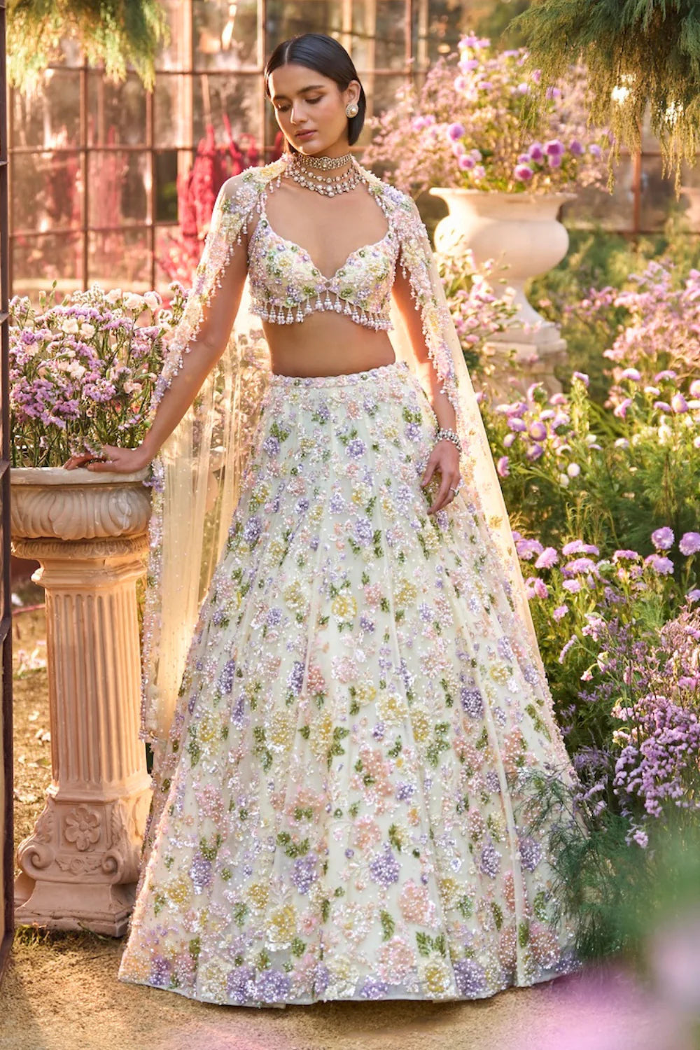 Seema Gujral - Butter Yellow Sequin Lehenga Set