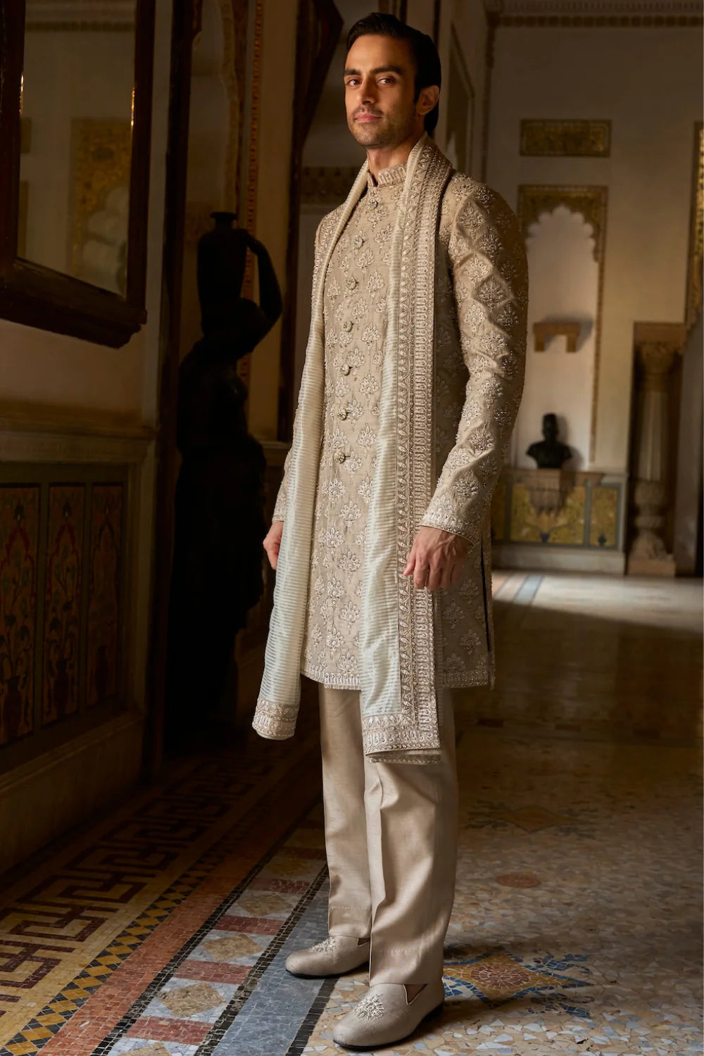 Seema Gujral - Ash Grey Sherwani Set