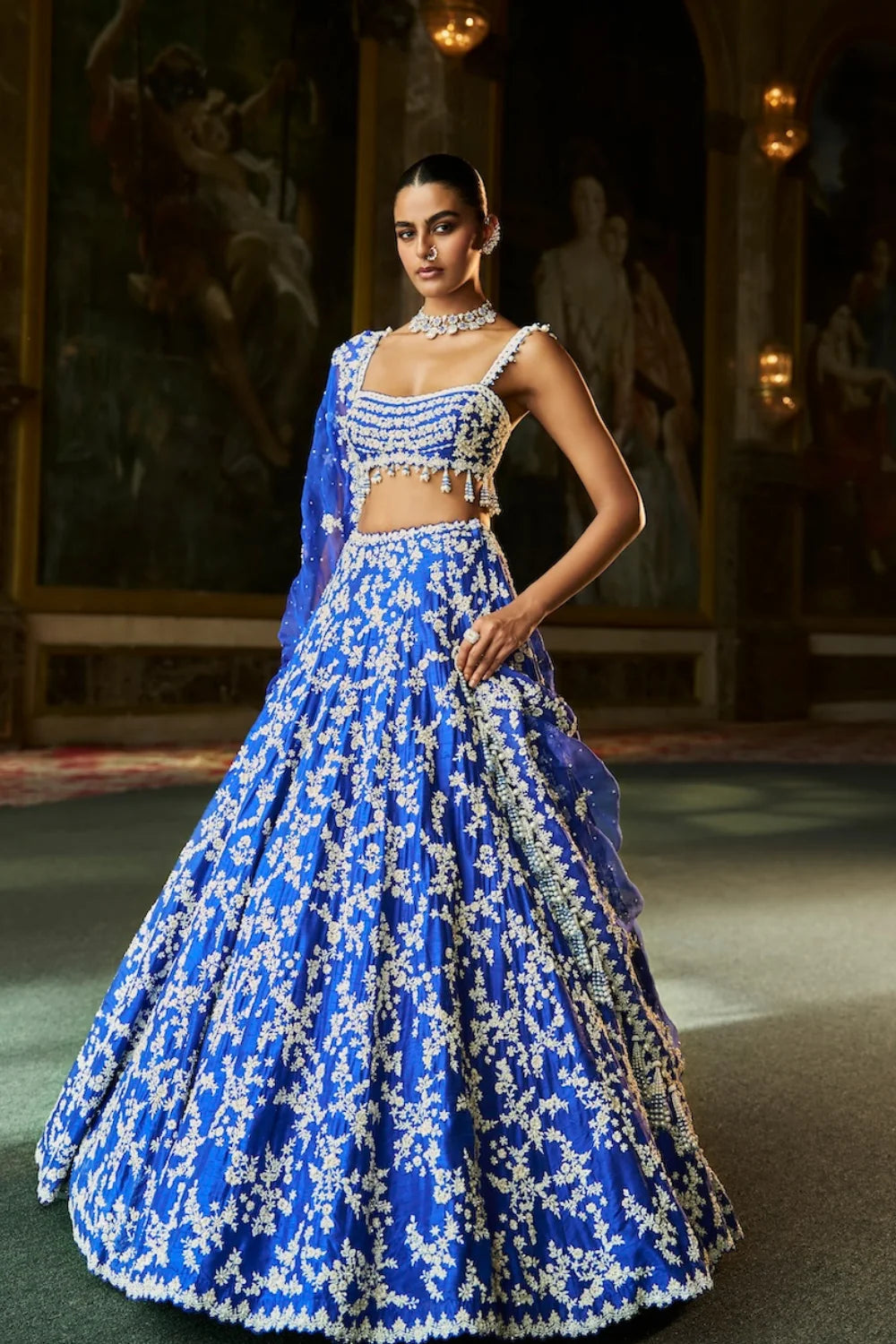 Seema Gujral - Blue Thread Work Lehenga Set