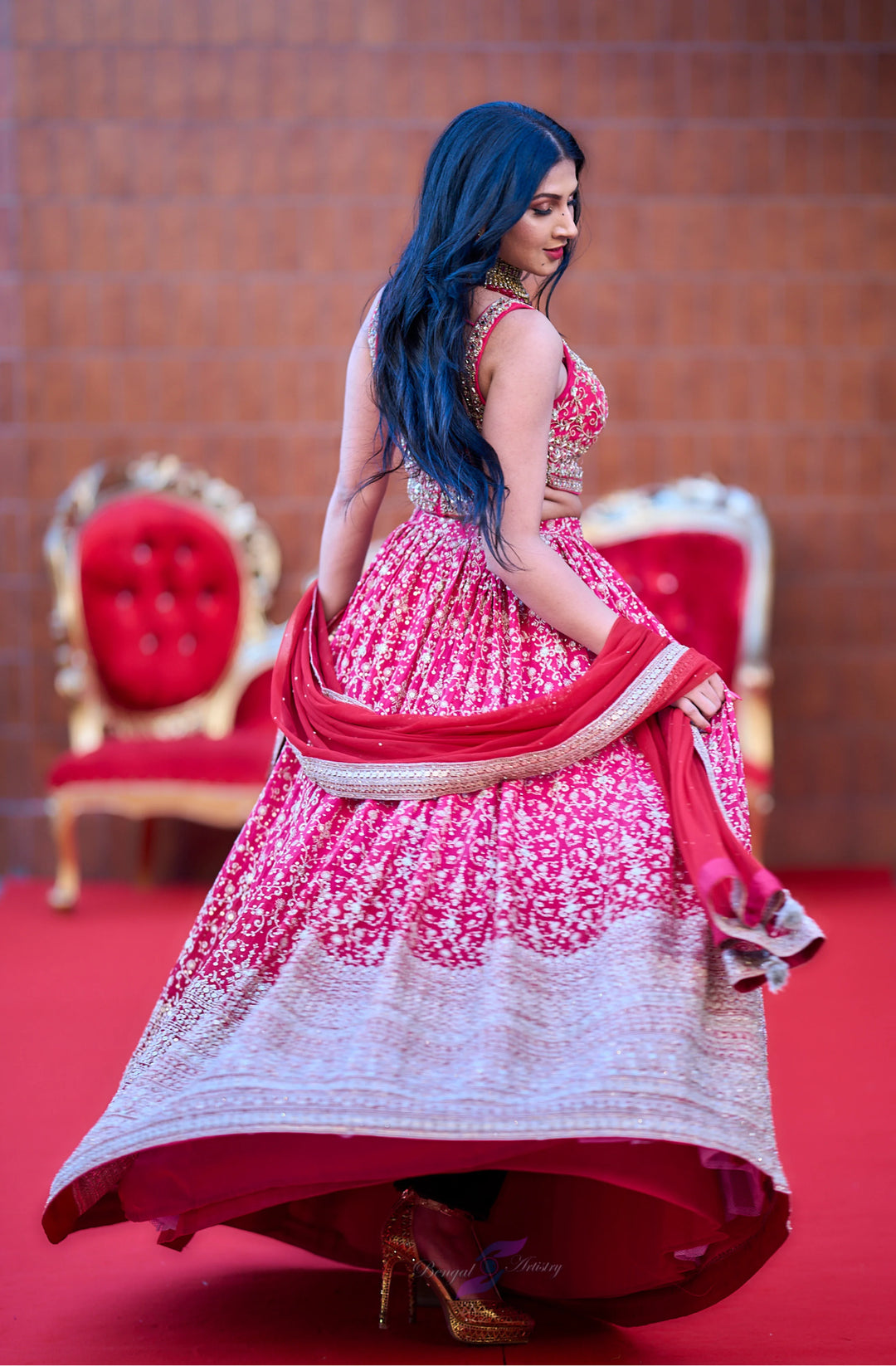 Ridhima – Ruby Royal Zari Embellished Lehenga