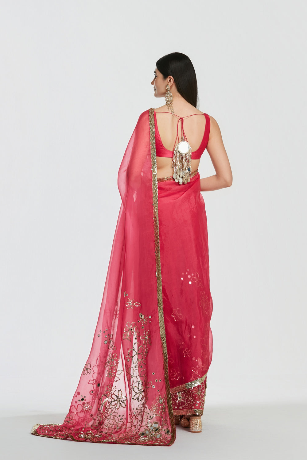 Abhinav Mishra - Shrine Fuchsia Pink Saree Set