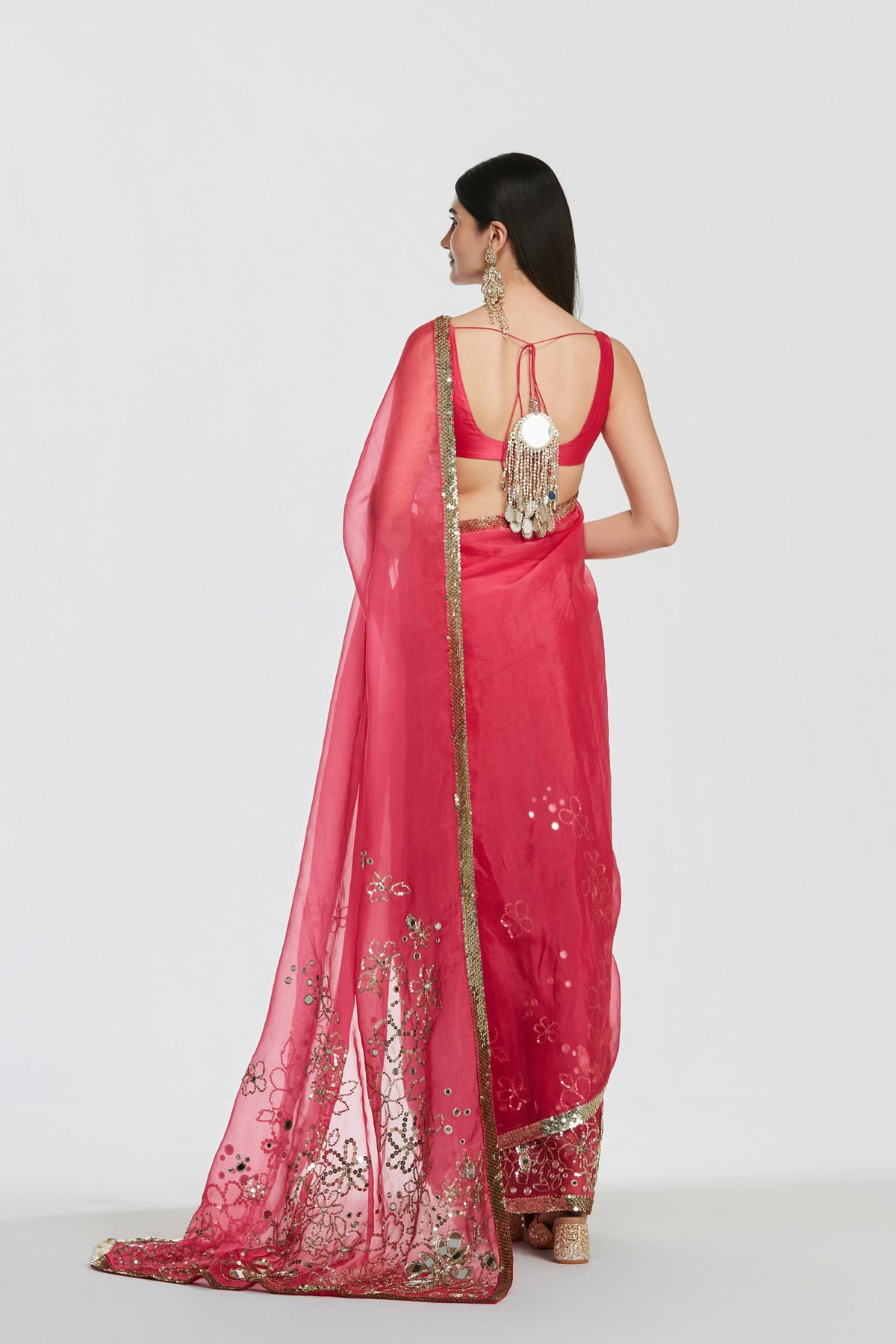 Abhinav Mishra - Shrine Fuchsia Pink Saree Set