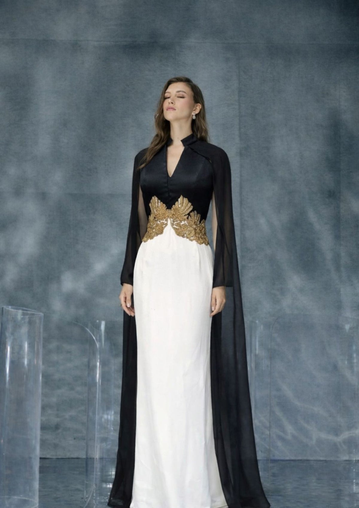 Kalighata Pret - Black And White Fusion Gown