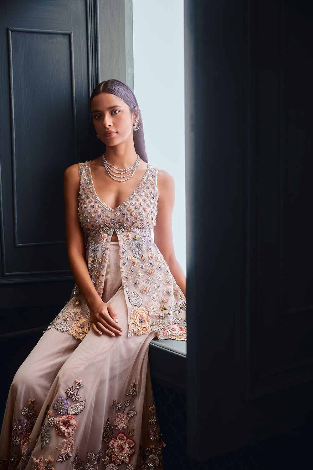 Seema Gujral - Three-Dimensional Floral Sharara Set