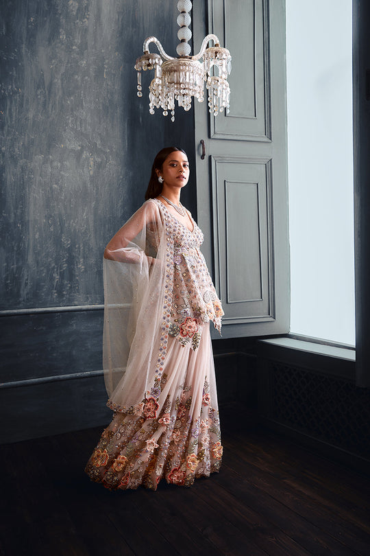 Seema Gujral - Three-Dimensional Floral Sharara Set