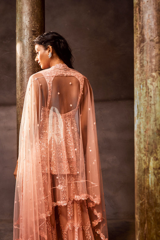 Seema Gujral - Rose Pink Sequin Sharara Set