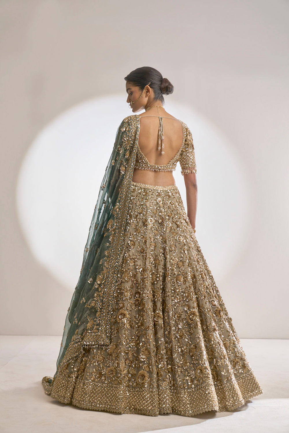 Seema Gujral - Champagne Zardozi Lehenga Set
