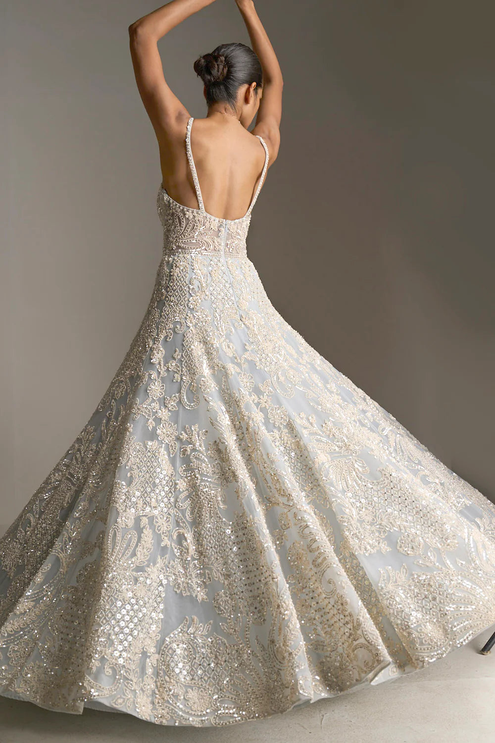 Seema Gujral - Ice Blue Pearl Gown