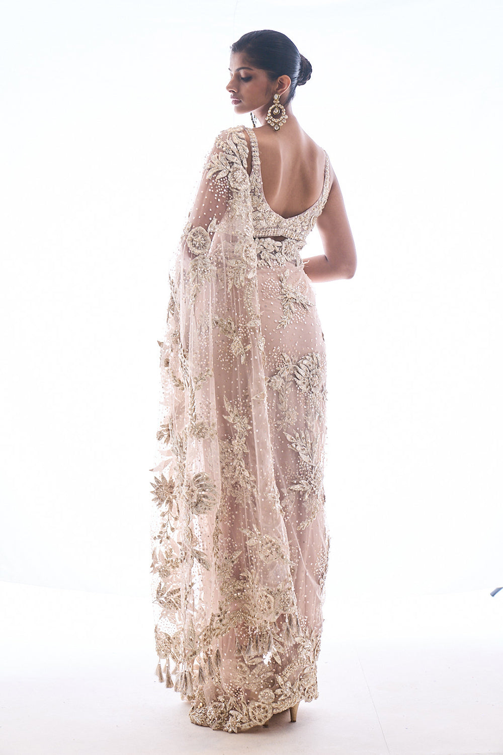 Seema Gujral - Nude Three-Dimensional Saree
