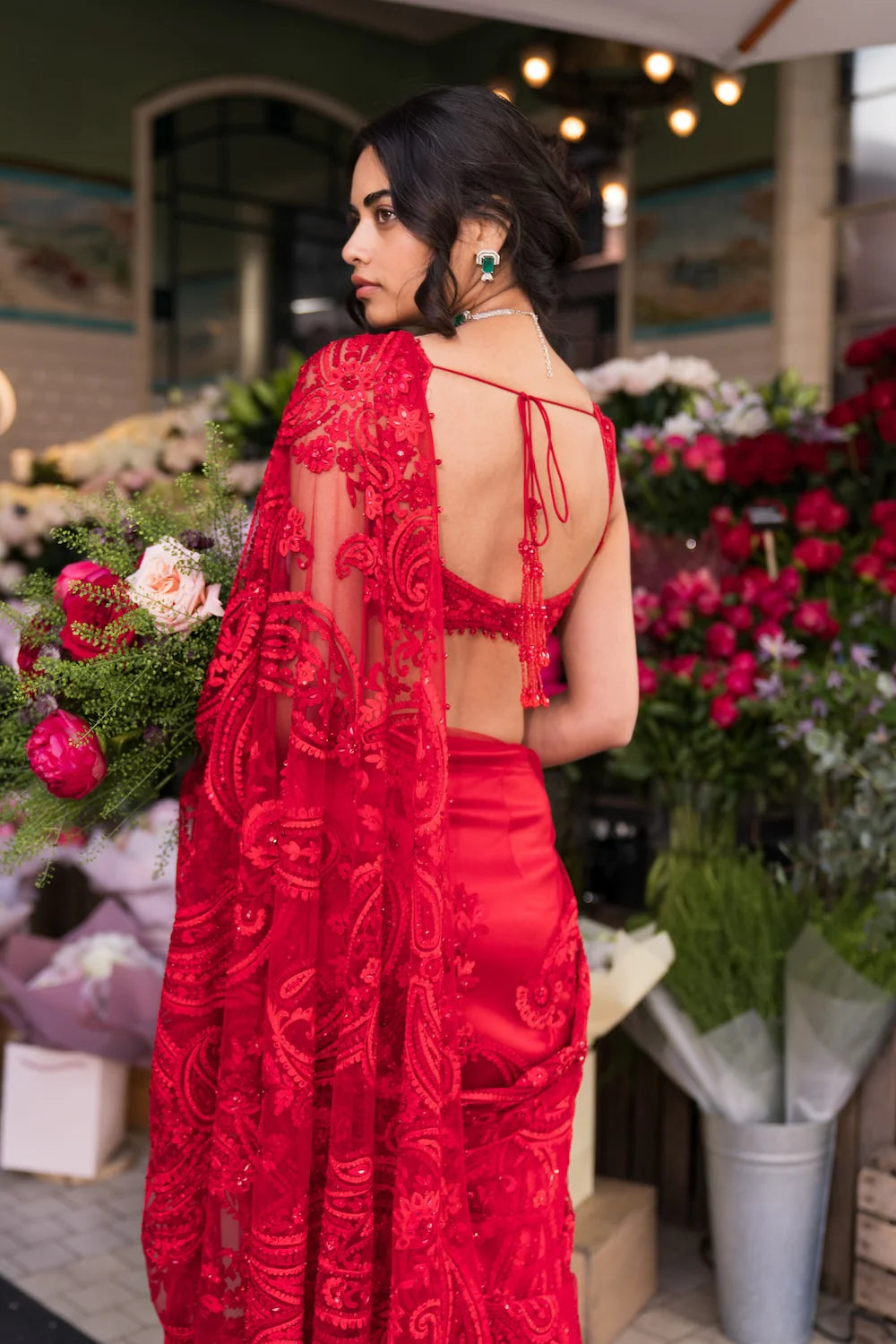 Seema Gujral - Red Dori Saree