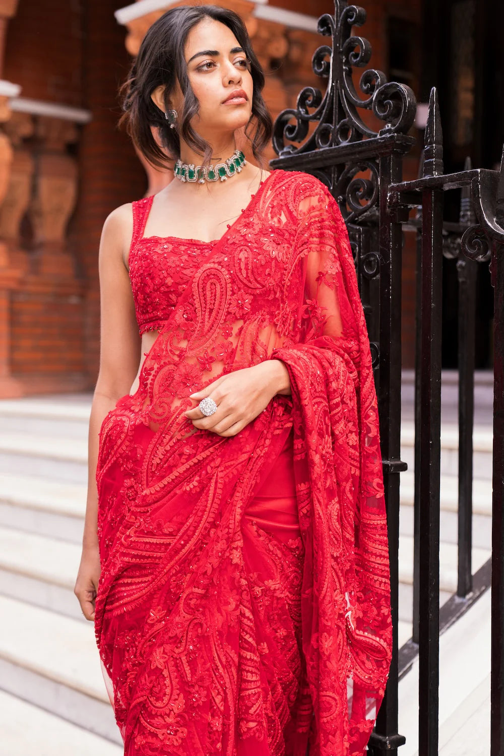 Seema Gujral - Red Dori Saree