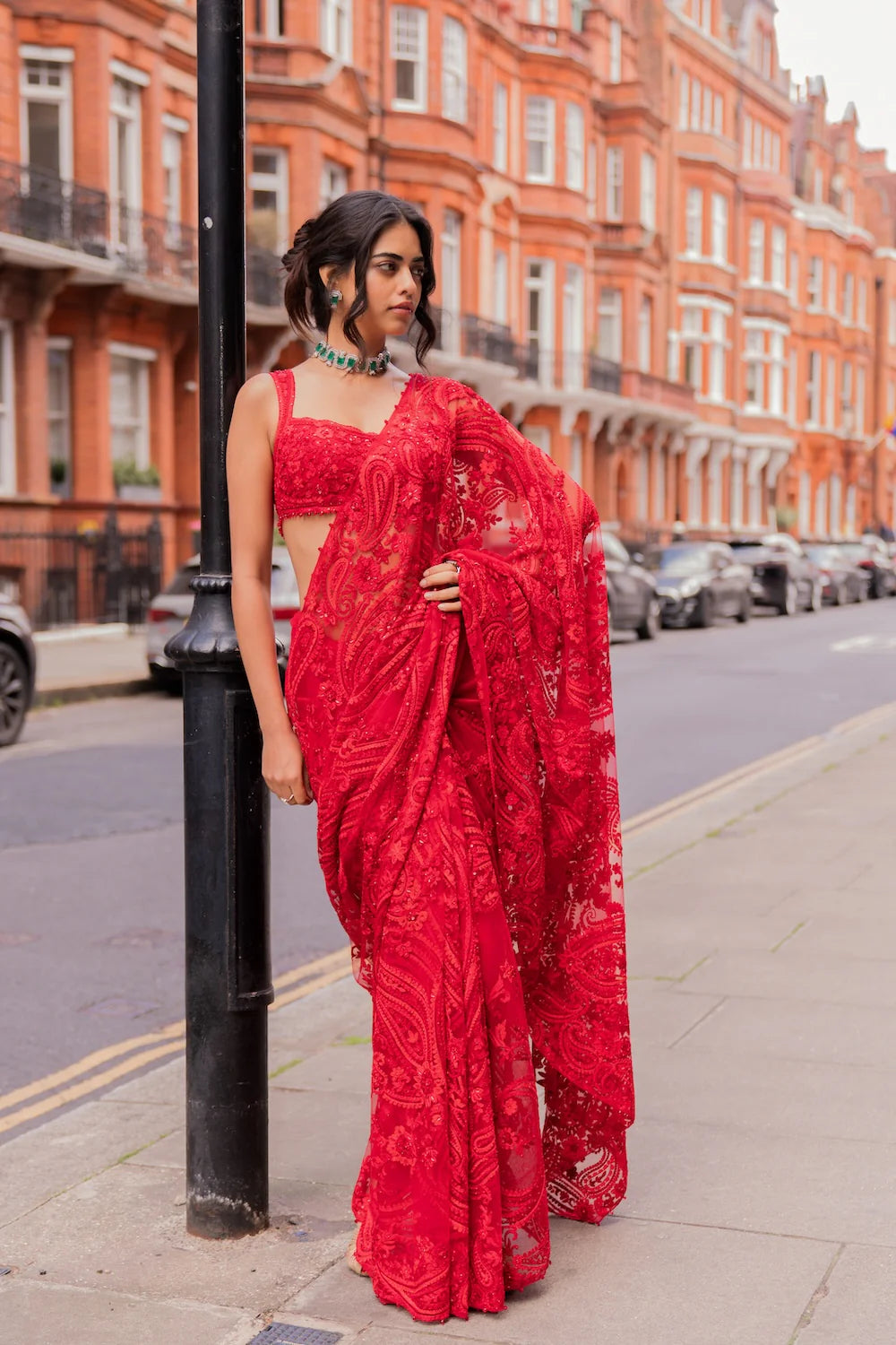 Seema Gujral - Red Dori Saree