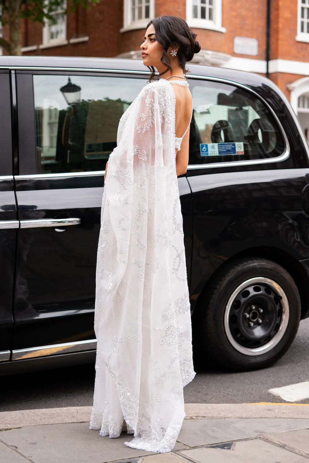 Seema Gujral - Ivory Sequin Saree