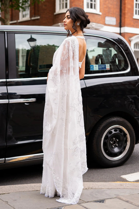 Seema Gujral - Ivory Sequin Saree