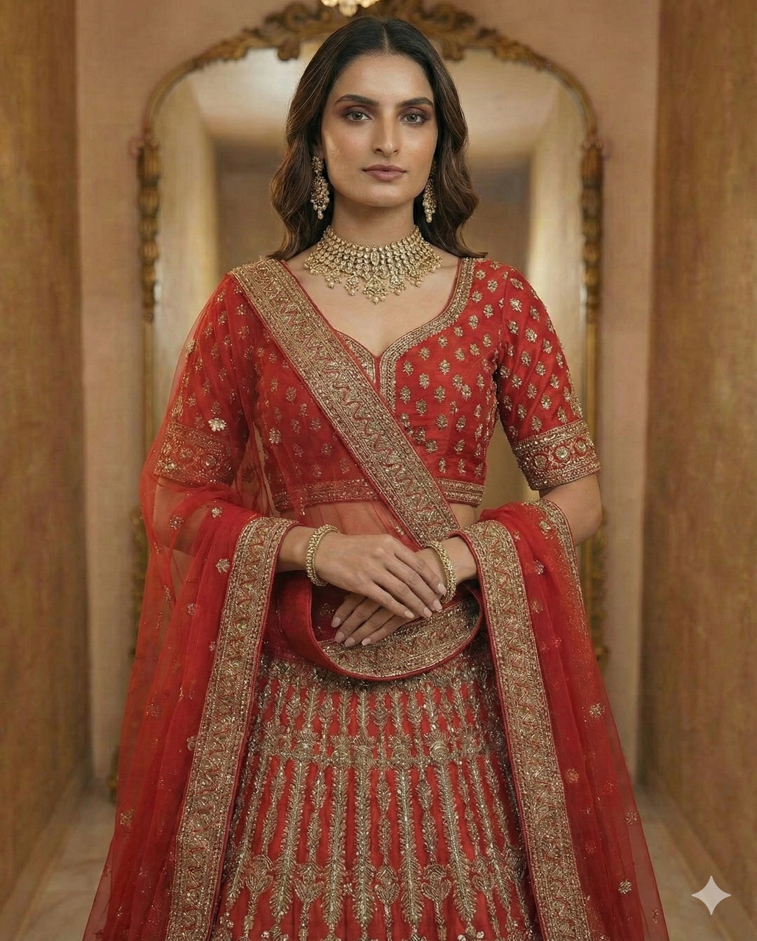 Royal Red Velvet Bridal Lehenga