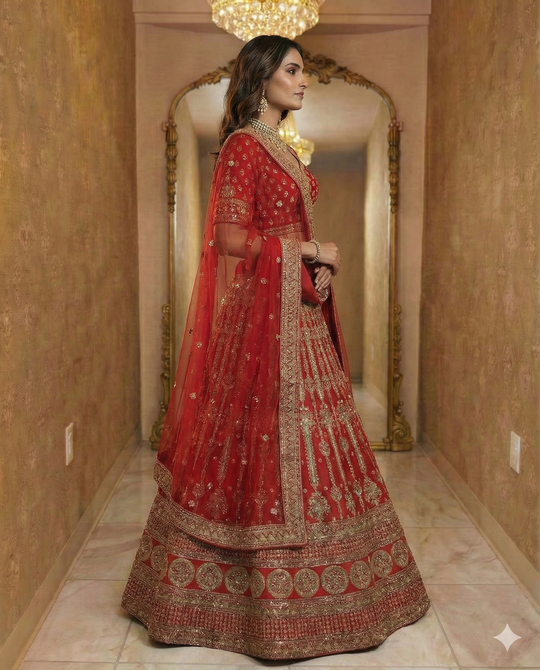 Royal Red Velvet Bridal Lehenga
