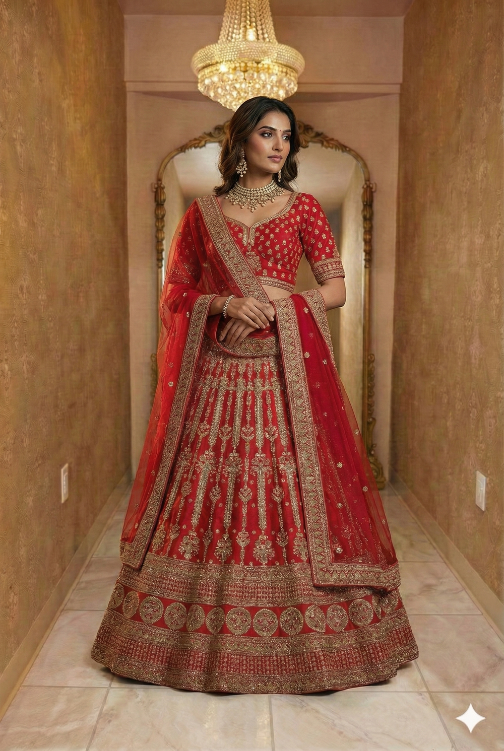 Royal Red Velvet Bridal Lehenga