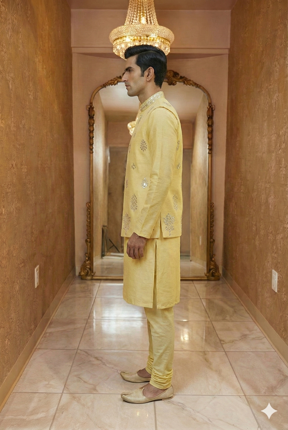 Advan Pastel Yellow Sherwani