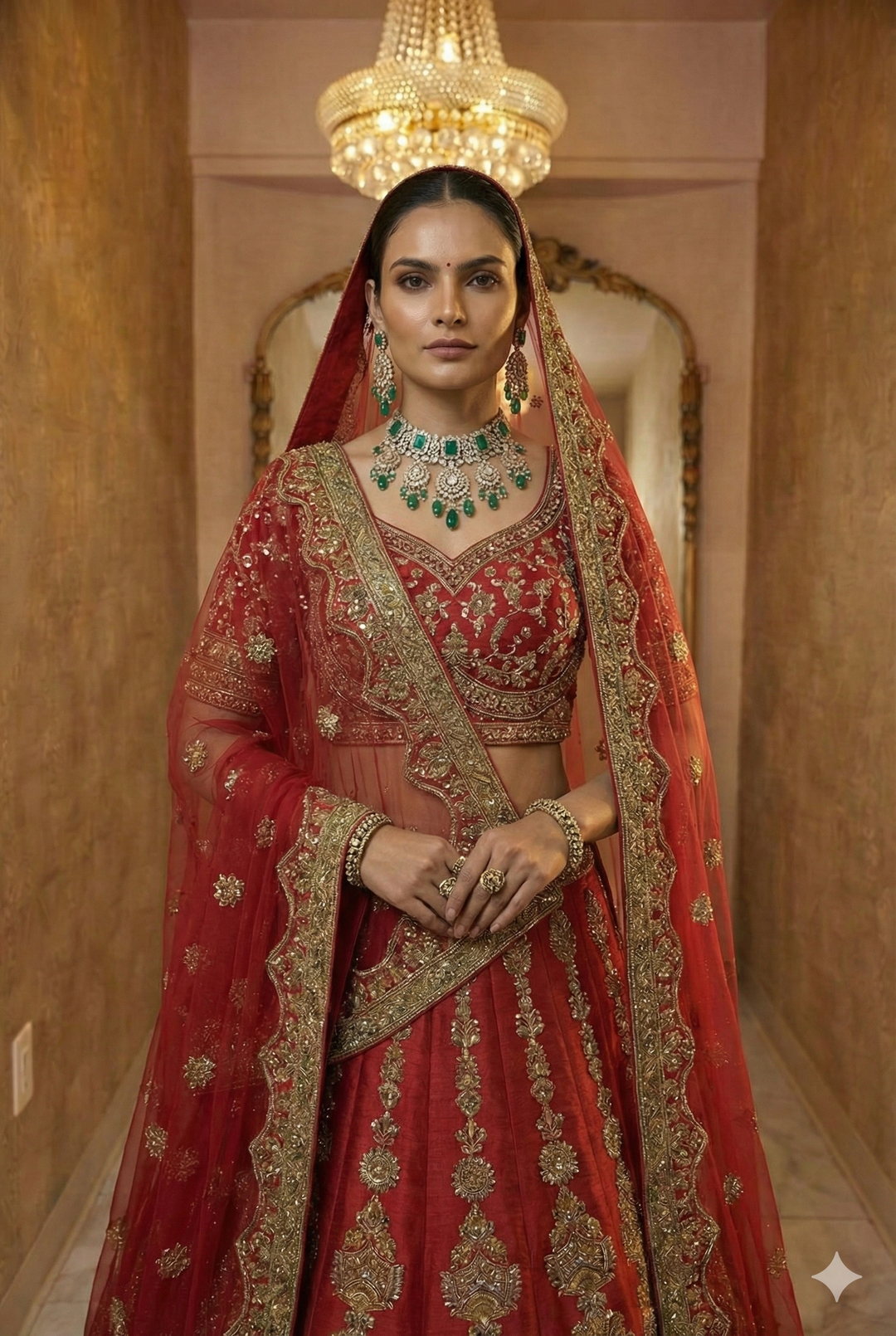 Red Bridal Lehenga with Heavy Zardosi